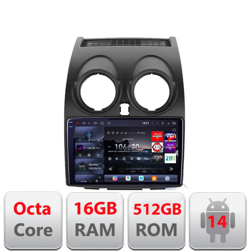 Navigație Nissan Qashqai 2007-2013 Edotec QLED 2K, 16GB RAM, 512GB Cumpărături sigure