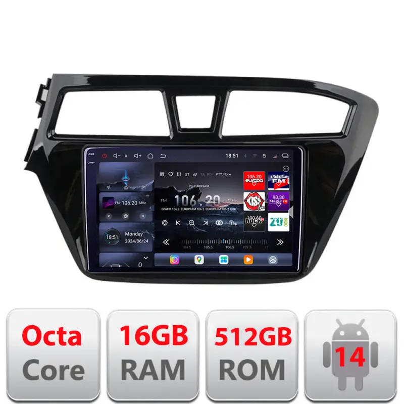 Ofertă exclusivă Navigatie Hyundai i20 2015-2018 Edotec QLED 2K Android 16GB RAM 512GB