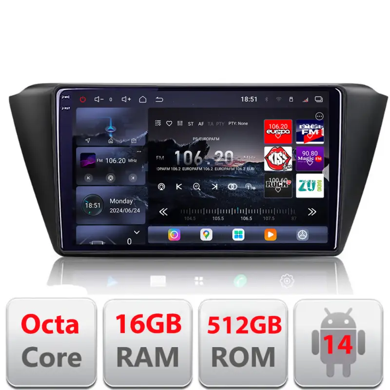 Expediere rapidă Navigatie Android Skoda Fabia 2015+ Edotec QLED 2K 16GB RAM 512GB