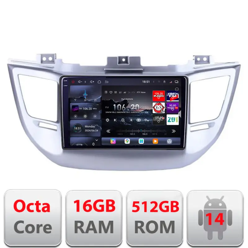 Cel mai vândut Navigatie Android Hyundai Tucson 2015-2019 QLED 2K 16GB RAM 512GB