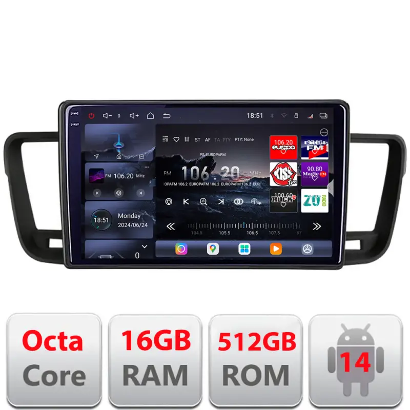 Transport gratuit Navigație Peugeot 508 2010-2018 Edotec QLED 2K Android 16+512GB