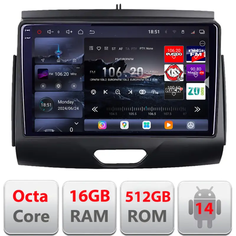 Popular Navigatie Android Ford Ranger 2016+ QLED 2K, 16GB RAM, 512GB, 360