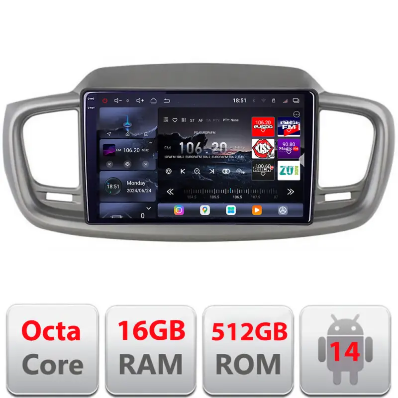 Bestseller Navigație Android Kia Sorento 2015-2018 Edotec QLED 2K 16GB+512GB