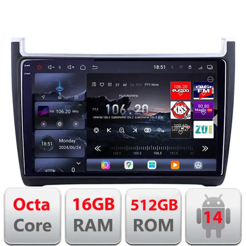 Navigatie Android VW Polo 2014+ Edotec QLED 2K, 16GB RAM, 512GB Ofertă limitată