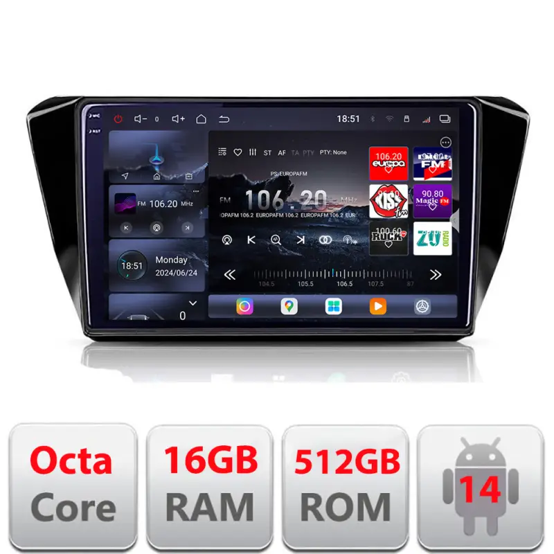 Expediere rapidă Navigatie Android Skoda Superb 3 2015-2017 QLED 2K 16GB+512GB
