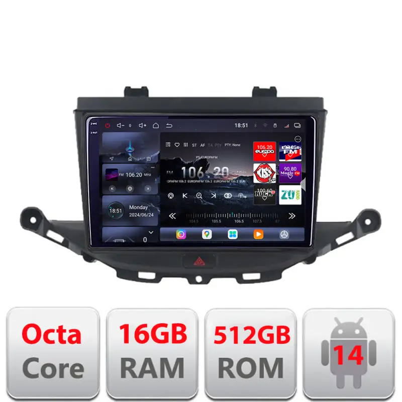 Navigatie Opel Astra K 2015-2021 Edotec QLED 2K 16GB RAM 512GB Popular
