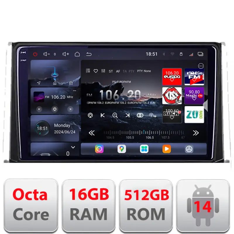 Calitate înaltă Navigatie Toyota Auris 2017+ Edotec QLED 2K, 16GB RAM, 512GB, Android
