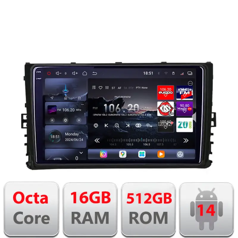 Navigatie Toyota Auris si Corolla 2017-2018 QLED 2K 16+512GB Android Doar azi