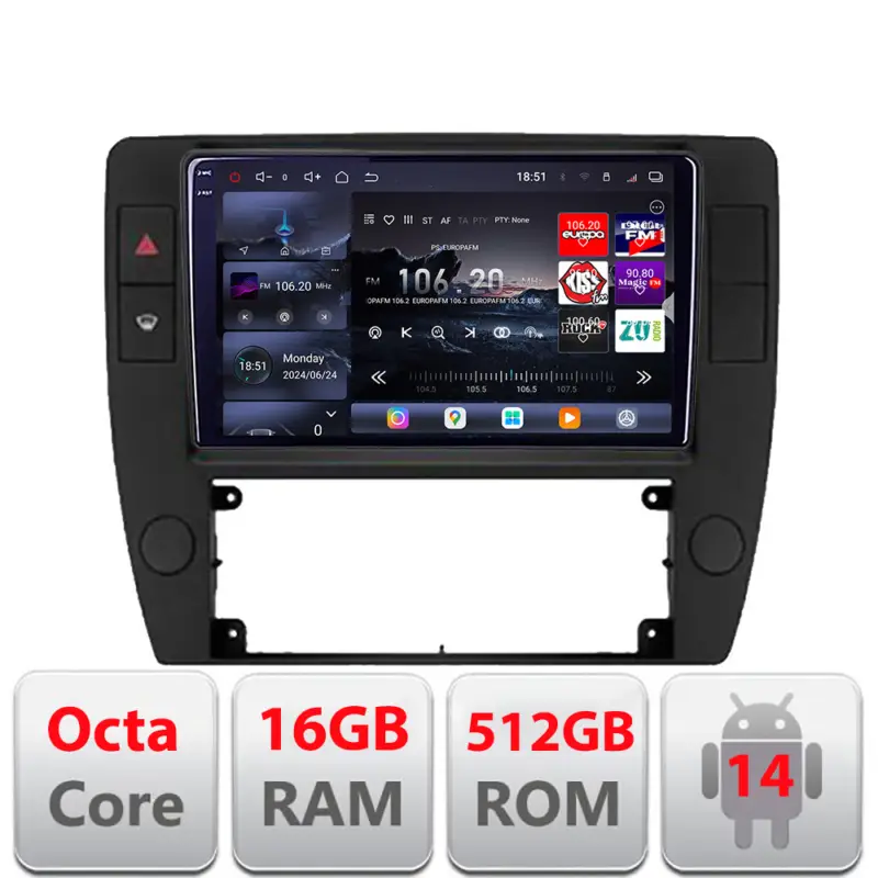 Cumpără online Navigație Android pentru VW Passat B5 1997-2004, QLED 2K, 16GB RAM, 512GB