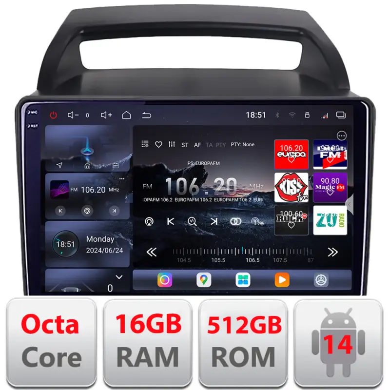 Navigație Android Kia Carnival 2006-2014 QLED 2K GPS 16GB RAM 512GB Livrare gratuită