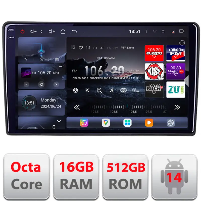 Navigație Android Kia Ceed 2007-2009 QLED 2K, 16GB RAM, 512GB, GPS Premium