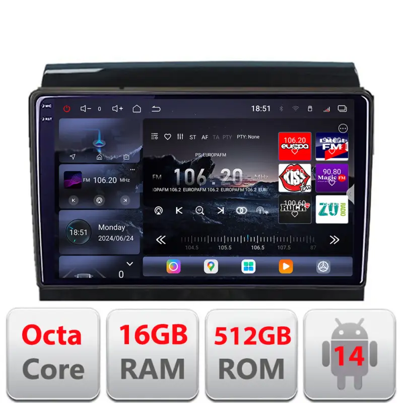 Retur ușor Navigație Android Fiat Ducato, Jumper, Expert 2006-2018, 16GB+512GB