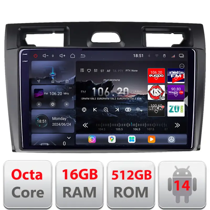 Navigatie Android Ford Fiesta MK5 2002-2008 QLED 2K, 16GB RAM, 512GB Cumpărături sigure