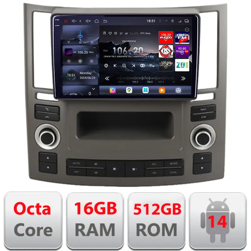 Ieftin Navigație Android Infiniti FX45 2007-2009, QLED 2K, 16GB RAM, 512GB