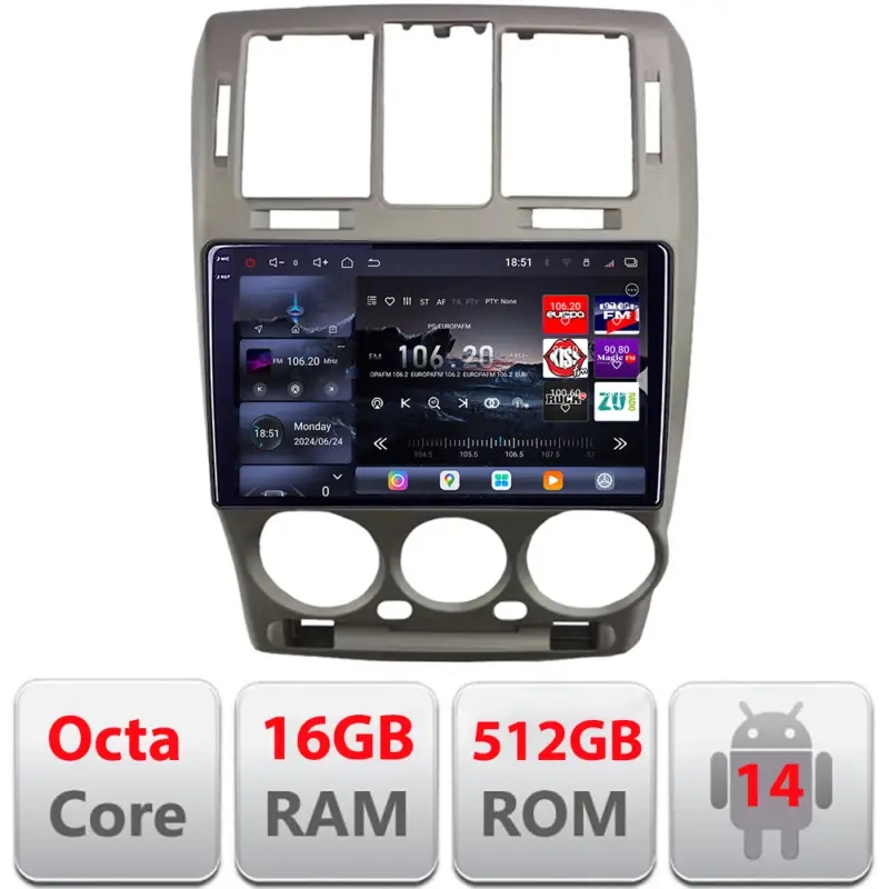 Navigatie Android Hyundai Getz 2002-2010 QLED 2K, 16GB RAM, 512GB Retur ușor