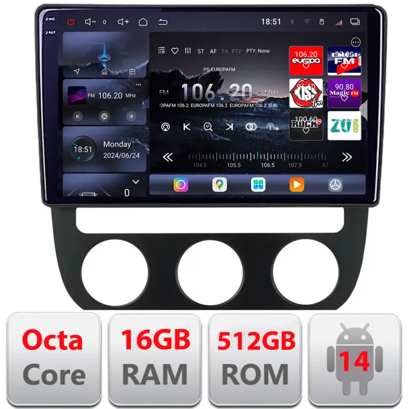 Cumpără online Navigatie Android VW Golf 5 2004-2010 cu clima automata, QLED 2K, 16GB+512GB