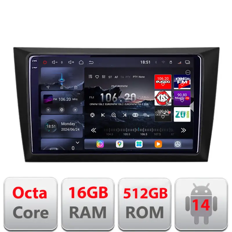 Navigație Android VW Golf 6 2009-2013 QLED 2K, 16GB RAM, 512GB, 360 Livrare gratuită