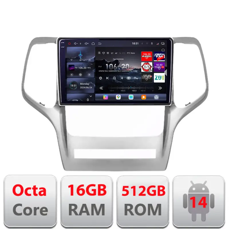 Navigatie Android Jeep Grand Cherokee 2011-2013 QLED 2K 16GB RAM 512GB Preferatul clienților