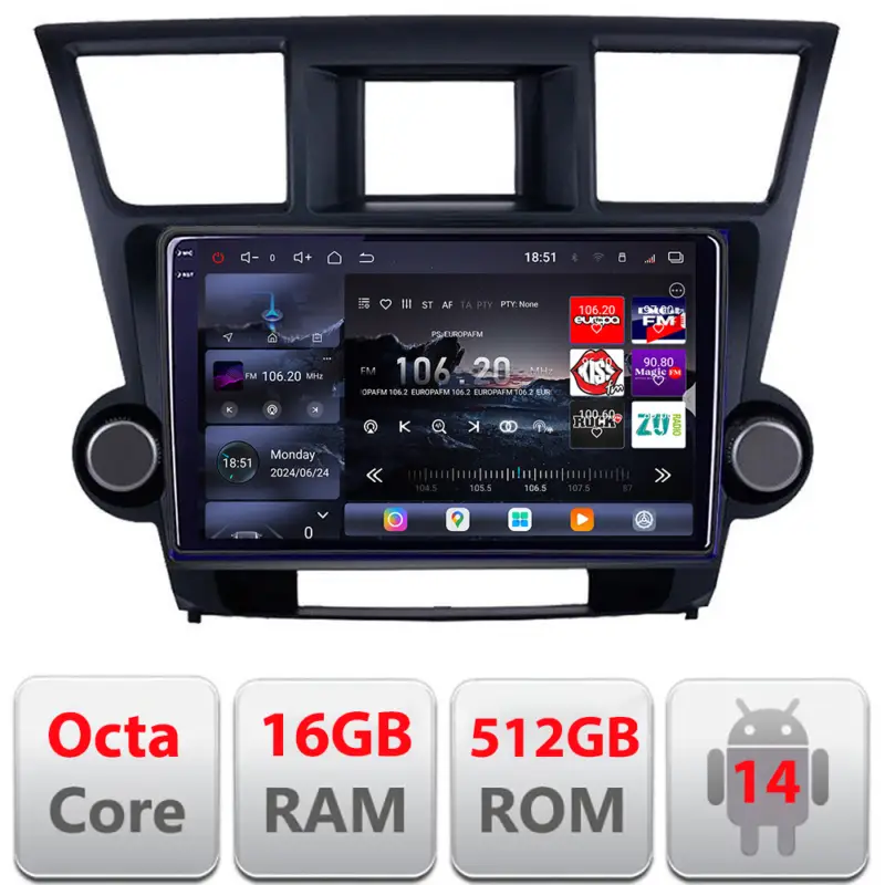 Navigatie Toyota Highlander 2007-2013 Android QLED 2K, 16GB RAM, 512GB Cumpără online