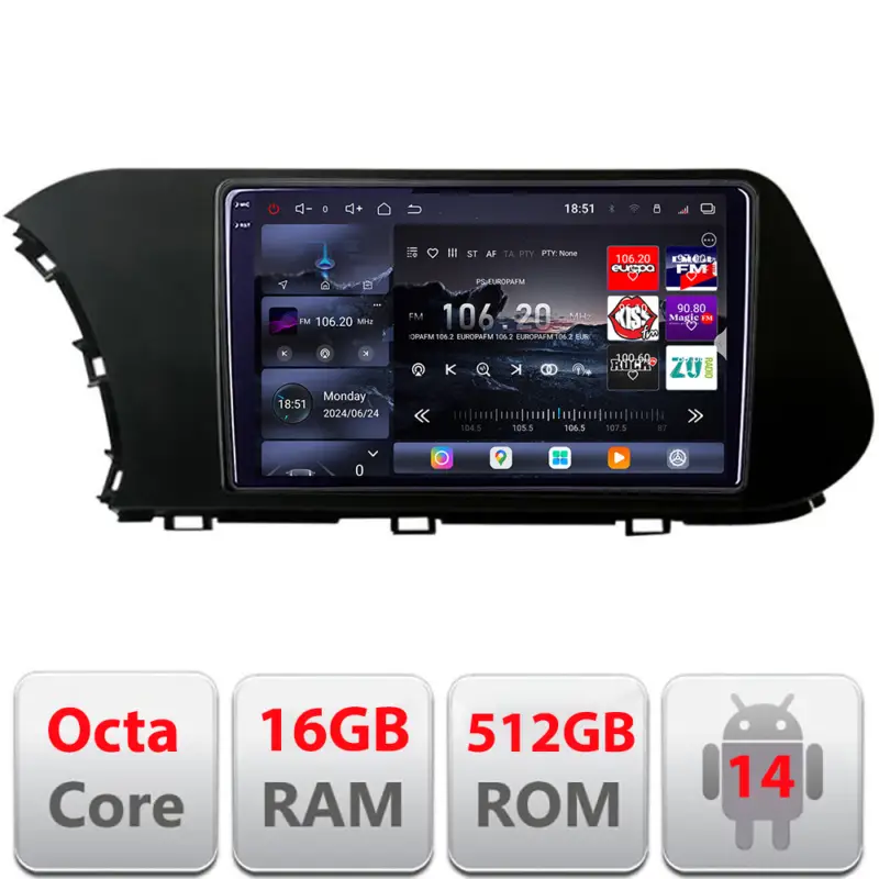Preț mic Navigație Android Hyundai i20 2020+ Edotec QLED 2K, 16GB RAM, 512GB