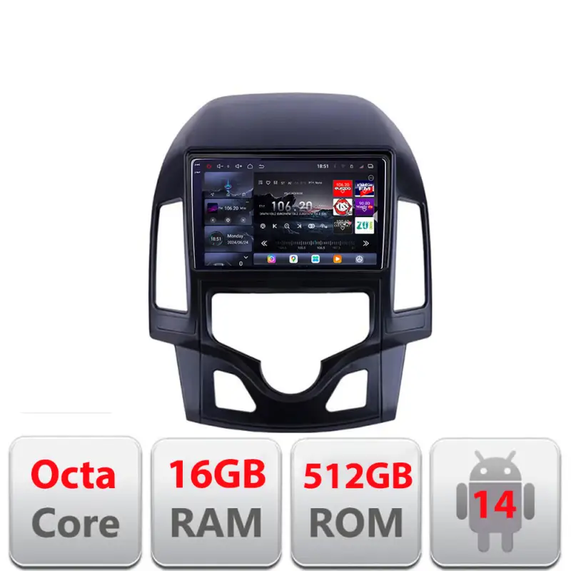 Reducere extra Navigatie Android Hyundai i30 2009-2012, clima automata, QLED 2K 16GB+512GB