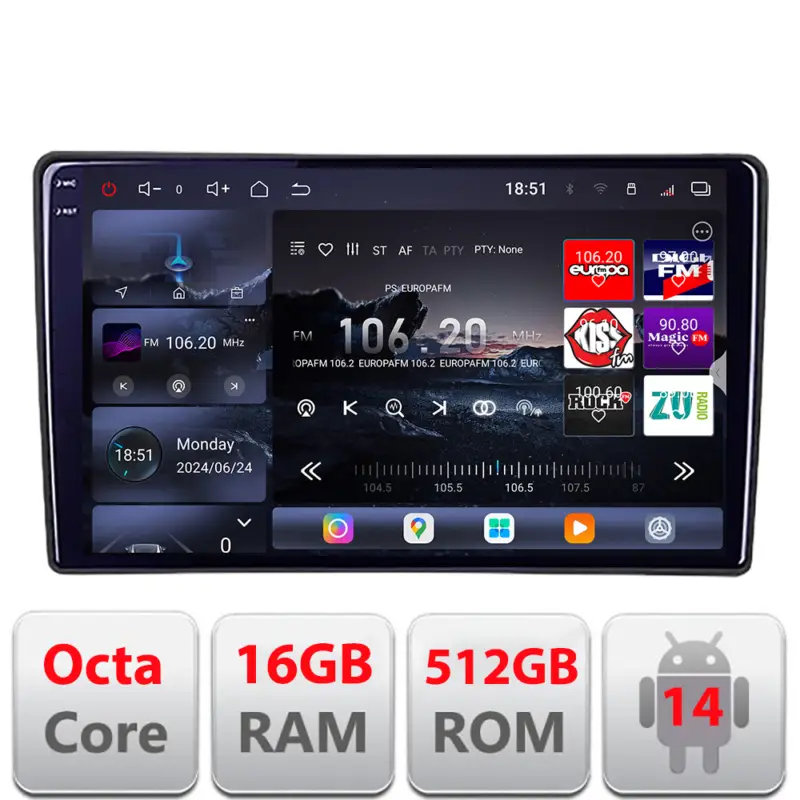 Navigatie Android Hyundai I40 2011-2019 QLED 2K, 16GB RAM, 512GB Retur gratuit