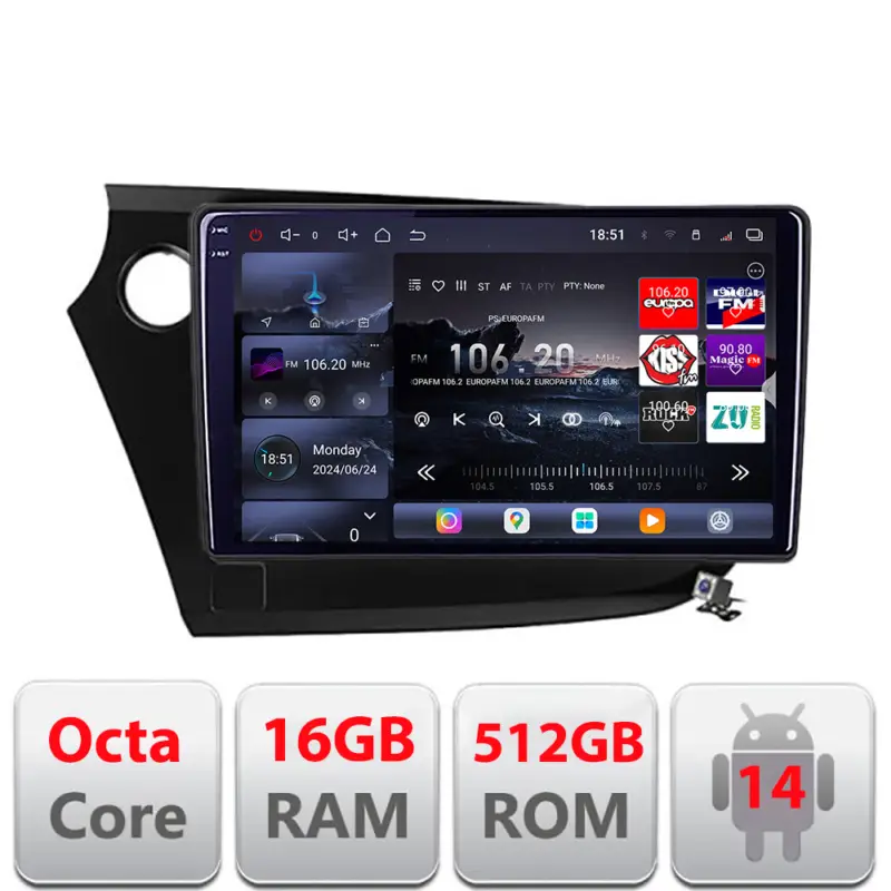 Navigație Android Honda Insight 2009-2014 Edotec QLED 2K 16GB RAM 512GB Preț promoțional