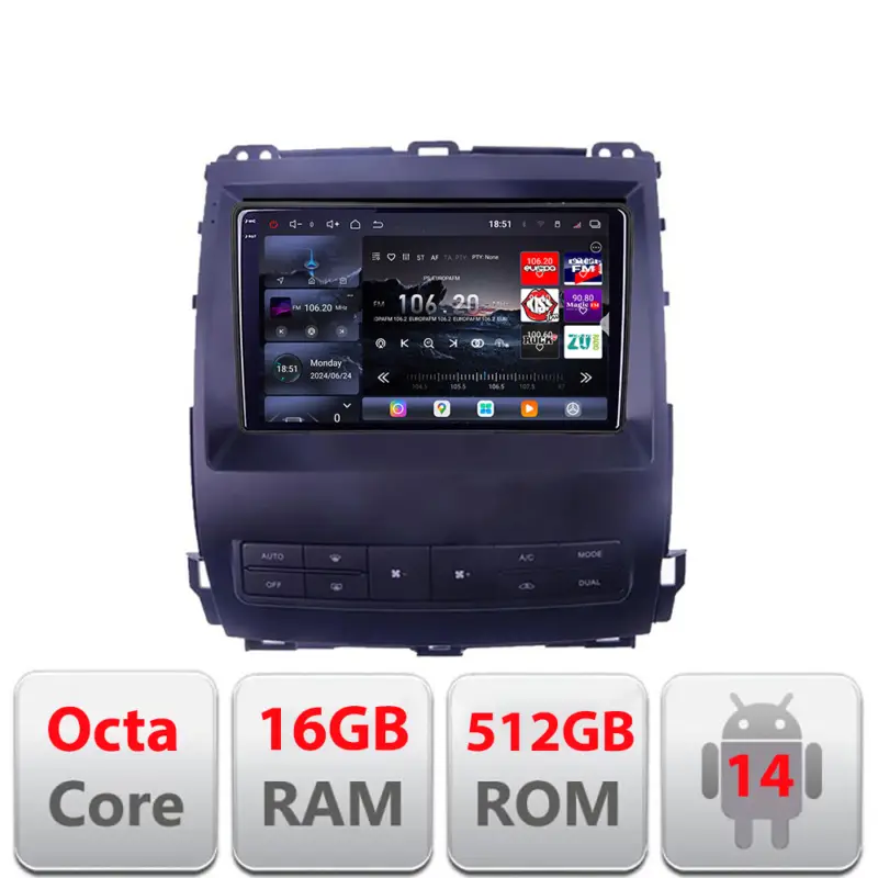 Livrare gratuită Navigație Android Toyota Prado J120 2002-2009 QLED 2K 16GB+512GB