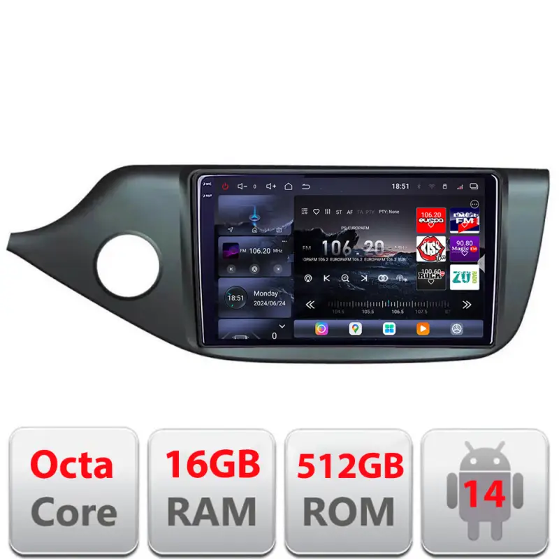 Navigație Android Kia Ceed 2012-2018 Edotec QLED 2K 16GB RAM 512GB Livrare expres