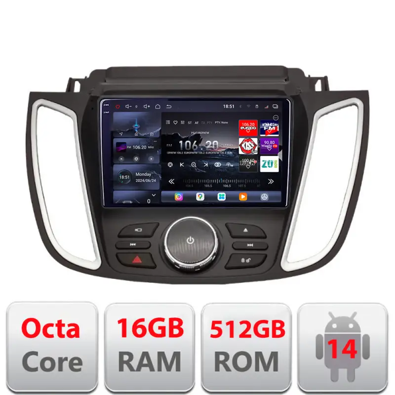 Navigație Android Ford Kuga 2015-2020 Sync 2/3 QLED 2K 16+512GB Calitate înaltă