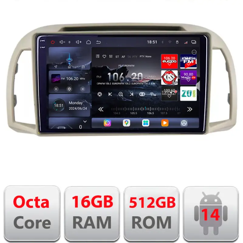 Cel mai bun preț Navigație Android Nissan Micra 2002-2010 QLED 2K GPS 16GB+512GB