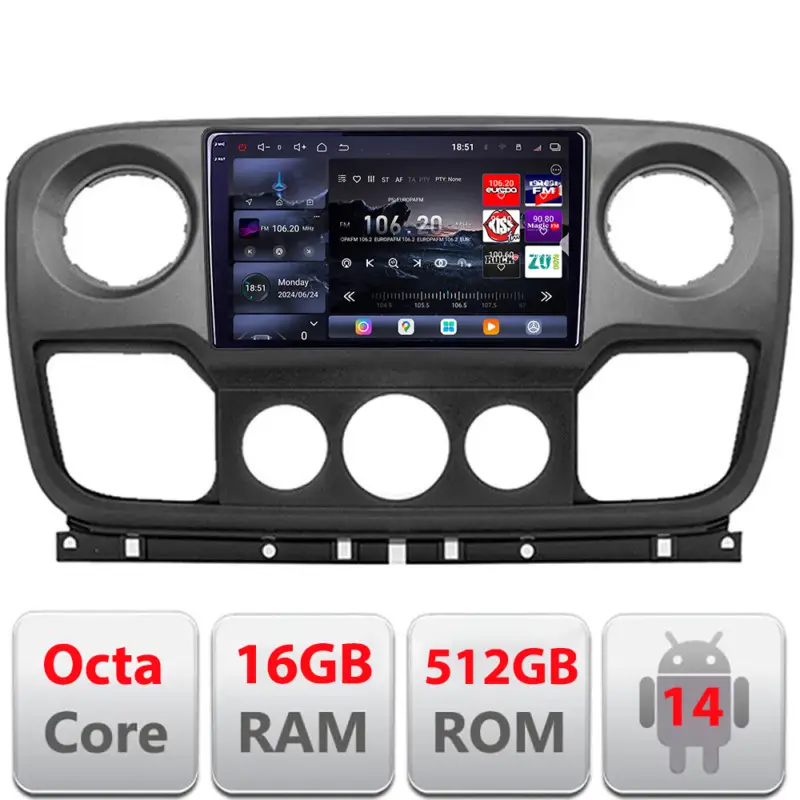 Reducere extra Navigație Android Opel Movano / Renault Master 2010-2021 QLED 2K 16+512GB