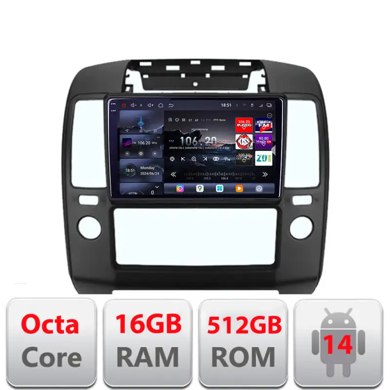 Navigatie Nissan Navara Pathfinder 2005-2010 Edotec QLED 2K 16GB+512GB Popular