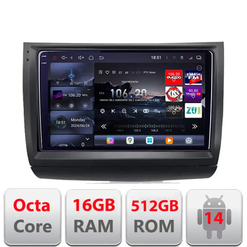 Navigatie Toyota Prius 2002-2010 Edotec QLED 2K Android 16GB RAM 512GB Noutate
