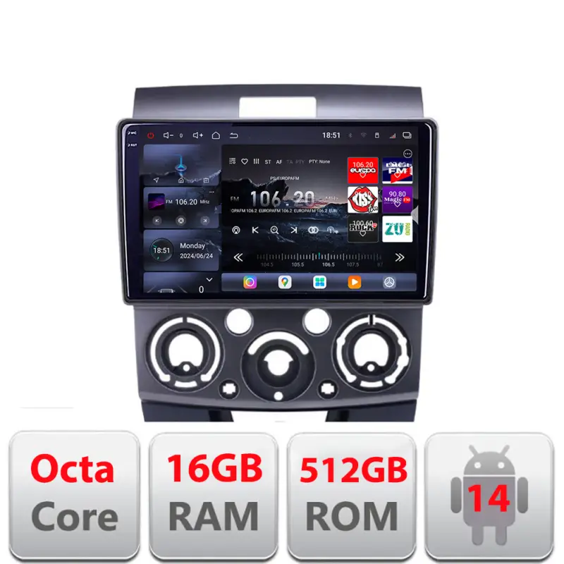 Navigație Android Ford Ranger și Mazda BT50 2007-2012 QLED 2K 16GB+512GB Cumpără acum