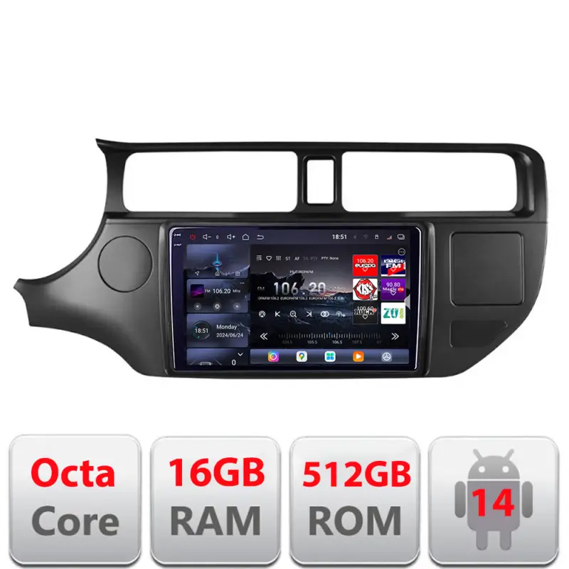 Reducere extra Navigație Android Kia Rio 2011-2014 Edotec QLED 2K 16GB+512GB 360