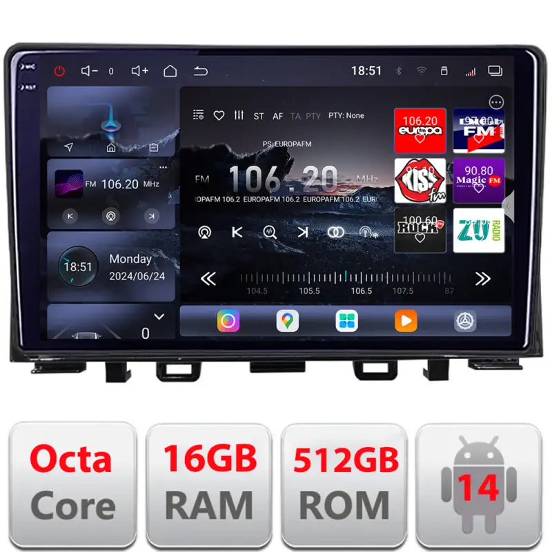 Navigație Android Kia Rio 2019+ QLED 2K, GPS, 16GB RAM, 512GB Plată sigură