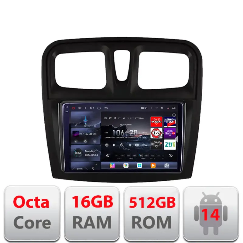 Livrare gratuită Navigatie Android Dacia Sandero 2012-2020 QLED 2K, 16GB RAM, 512GB, GPS