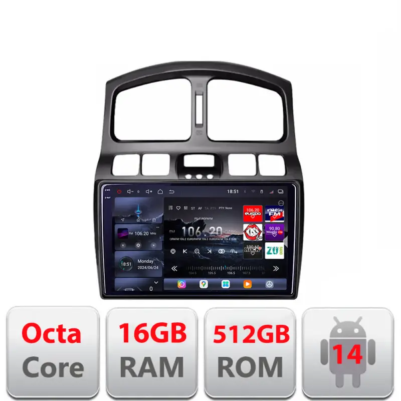 Navigatie Android Hyundai Santa Fe 2000-2006 QLED 2K 16GB RAM 512GB Livrare expres