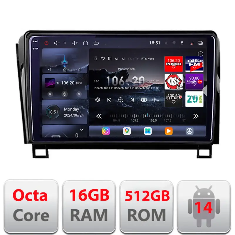 Ofertă de sezon Navigație Android Toyota Sequoia 2008-2017 QLED 2K, 16GB RAM, 512GB