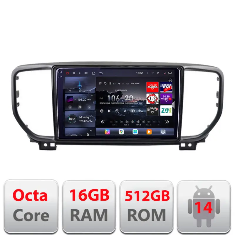 Ofertă Navigație Android Kia Sportage facelift 2019+ QLED 2K, 16GB RAM, 512GB