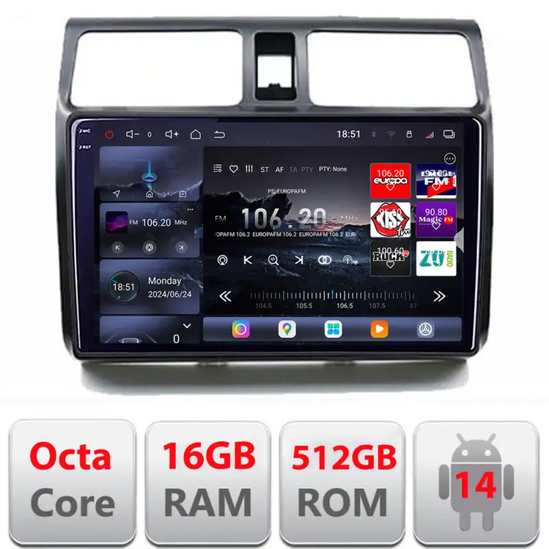Chilipir Navigație Android Suzuki Swift 2003-2010 Edotec QLED 2K 16GB RAM 512GB