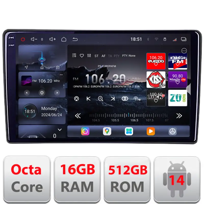 Navigatie Android VW Touareg 2002-2010, QLED 2K, 16GB RAM, 512GB Livrare gratuită