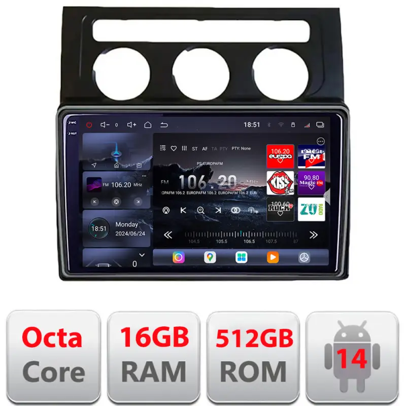 Navigatie Android VW Touran 2003-2009 pentru clima automata, QLED 2K, 16+512GB Ofertă de sezon