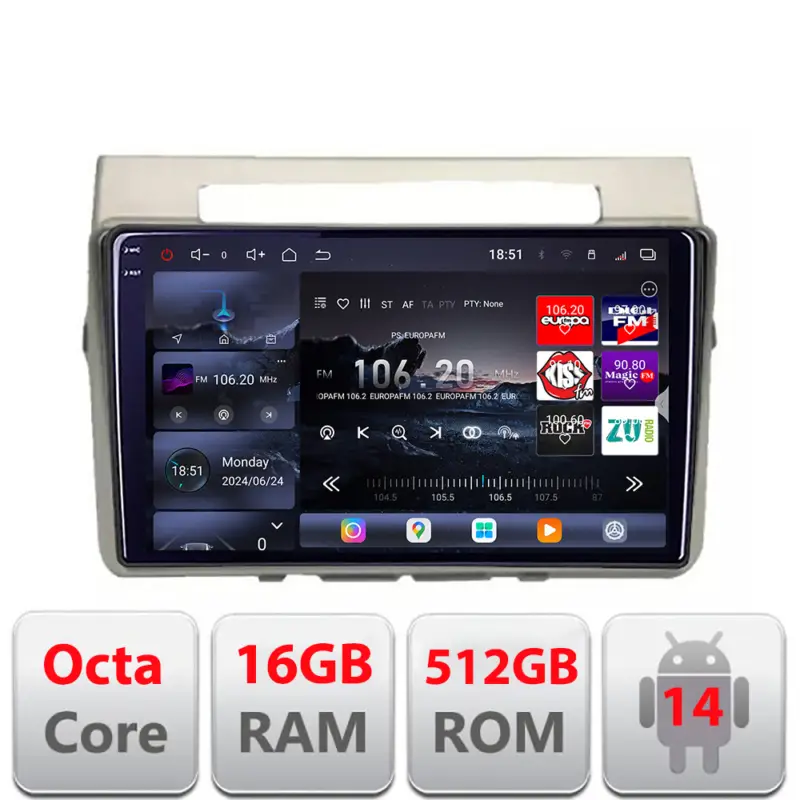 Chilipir Navigație Android Toyota Verso 2004-2009 QLED 2K, 16GB RAM, 512GB