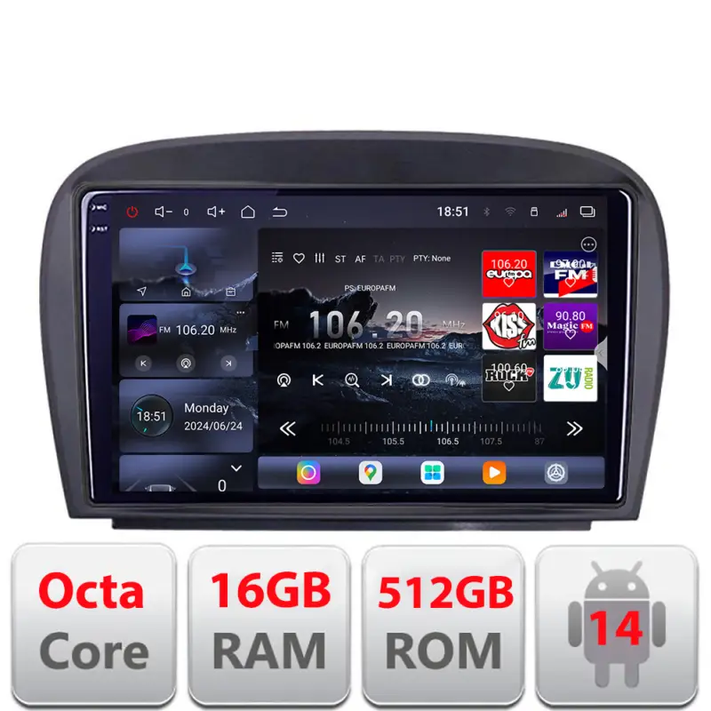 Navigatie Android Mercedes SL W230 2004-2011 QLED 2K, 16GB RAM, 512GB Retur gratuit