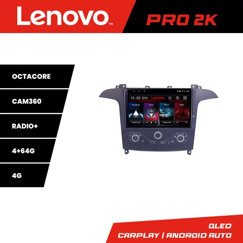 Cumpărături sigure Navigație Ford S-Max 2006-2014 Lenovo 2K QLED Octa Core 4GB+64GB