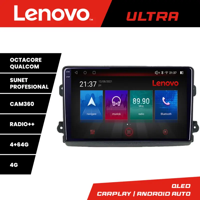 Navigatie Android Fiat Ducato 2021+ QLED 4G CarPlay GPS 4+64GB Nu rata