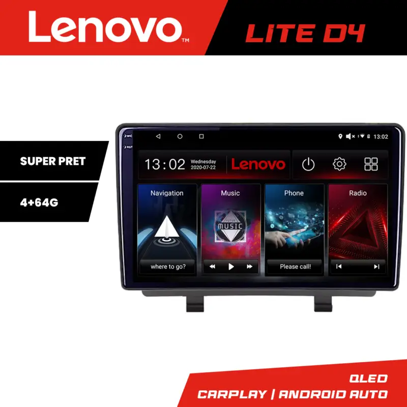 Preț redus Navigație Opel Zafira C 2011-2019 Lenovo QLED 4+64GB cu CarPlay și Android Auto