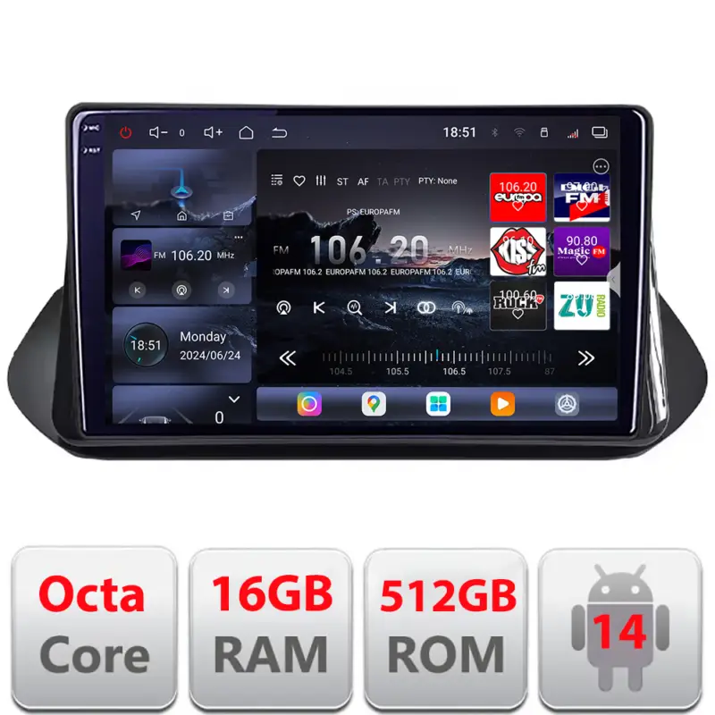Navigație Nissan X-Trail 2021+ QLED 2K, Octa-Core, 16GB RAM, 512GB Livrare rapidă